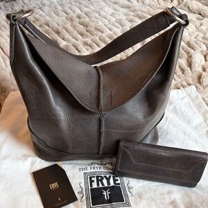 Frye Cara Hobo Bag + Melissa Wallet - Smoke